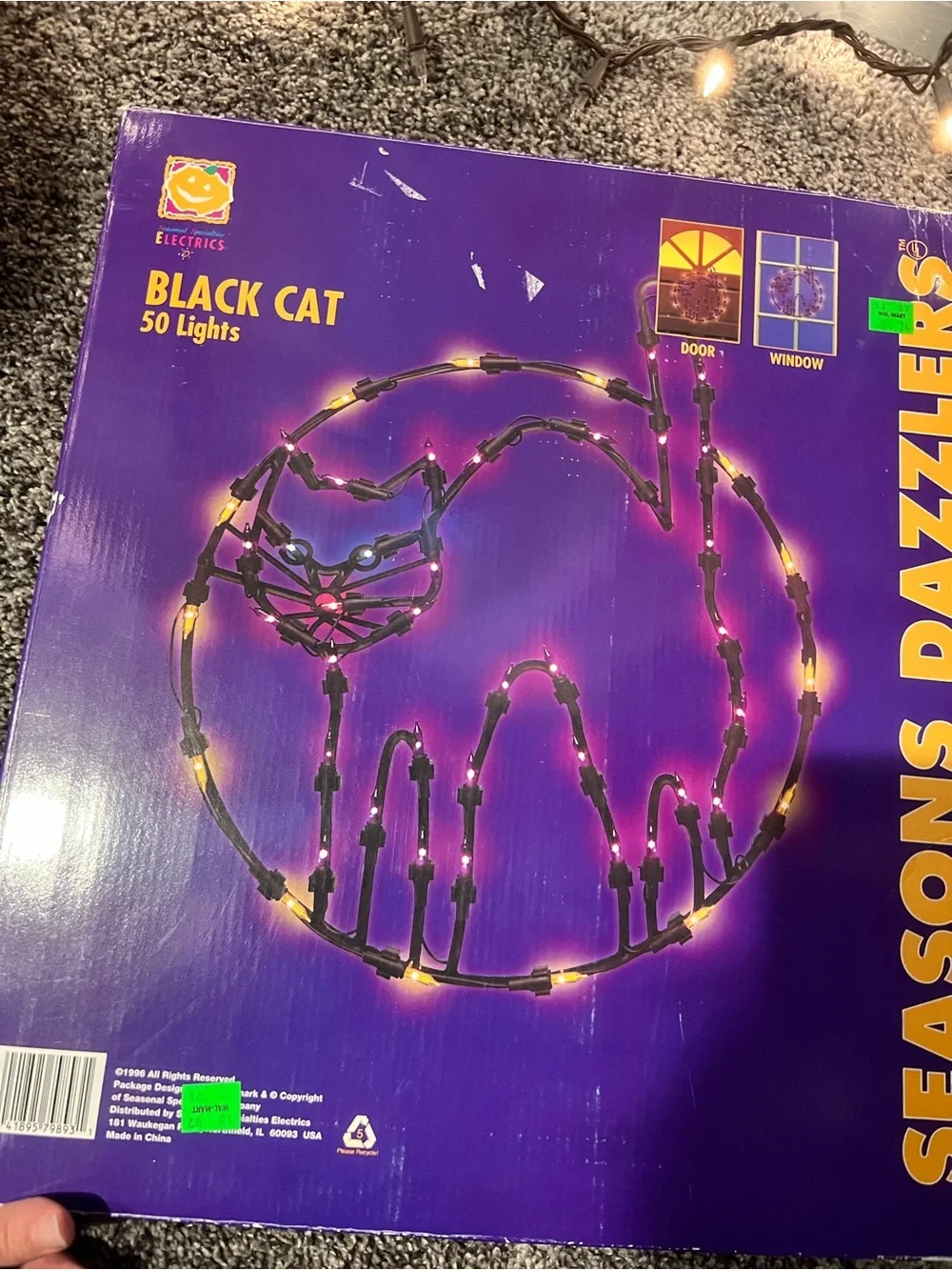 Vintage Seasons Dazzlers LightUp Cat Halloween Silhouette